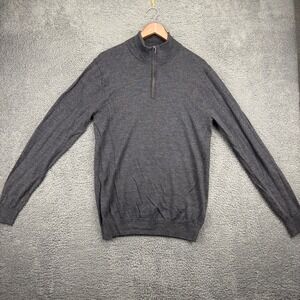 Goodthreads Mens Merino Wool‎ Gray 1/4 Zip Pullover Sweater M Tall
